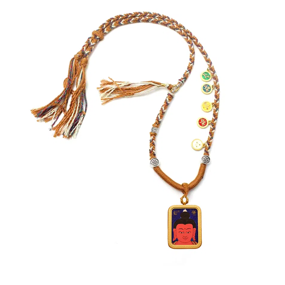 玉临门 国风民族风转运护身阿隬陀佛唐卡热工手绘 合金 吊坠 男女同款情侣款 礼盒装