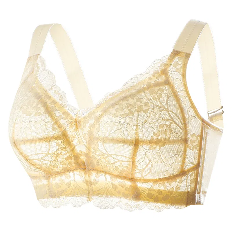 莫代尔 蕾丝聚拢无痕裸感大胸显小吸湿透气无痕美背无钢圈收副乳防下垂文胸 女款 组合装
