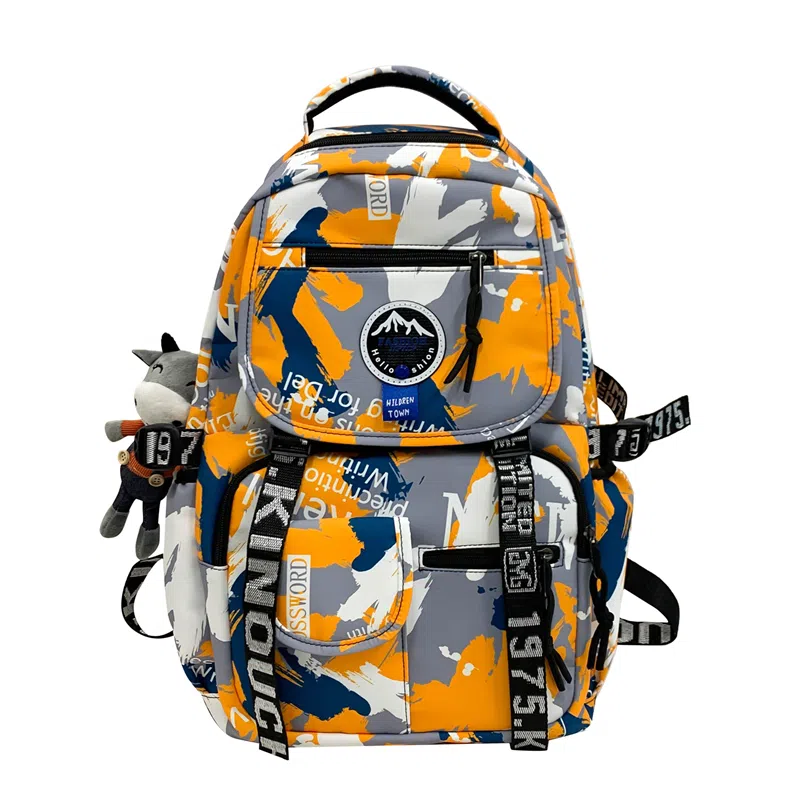 尊梵 通勤日常街头潮流小清新拉链开合时尚 尼龙 双肩包 男女同款情侣款 灰色/黑色/黄色/蓝色/深蓝