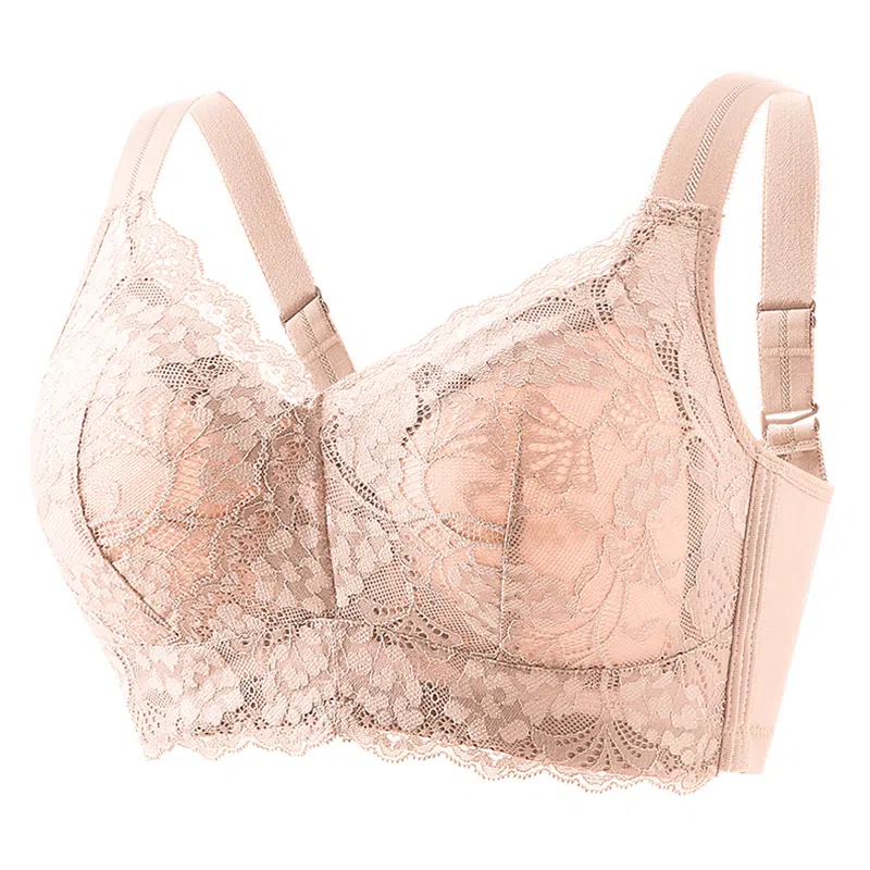 莫代尔 蕾丝聚拢无痕裸感大胸显小吸湿透气无痕美背无钢圈收副乳防下垂文胸 女款 组合装