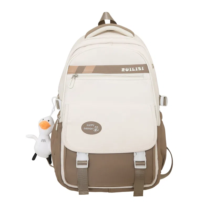 行途 简约高中双肩包小清新大学生尼龙书包大容量韩版初中生背包 女款 多色