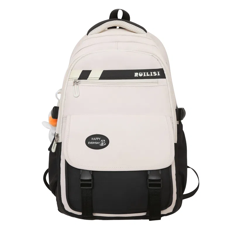 行途 简约高中双肩包小清新大学生尼龙书包大容量韩版初中生背包 女款 多色