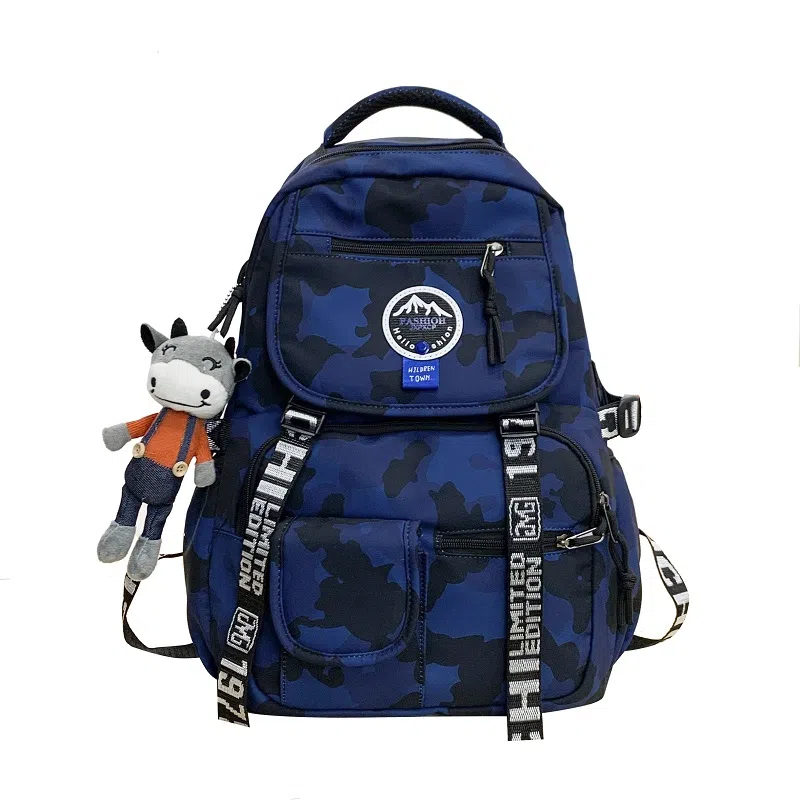 尊梵 通勤日常街头潮流小清新拉链开合时尚 尼龙 双肩包 男女同款情侣款 灰色/黑色/黄色/蓝色/深蓝