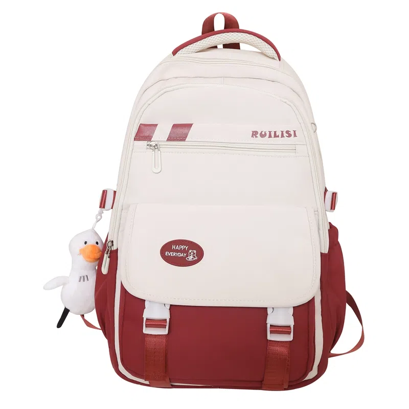 行途 简约高中双肩包小清新大学生尼龙书包大容量韩版初中生背包 女款 多色