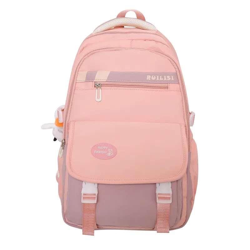 行途 简约高中双肩包小清新大学生尼龙书包大容量韩版初中生背包 女款 多色