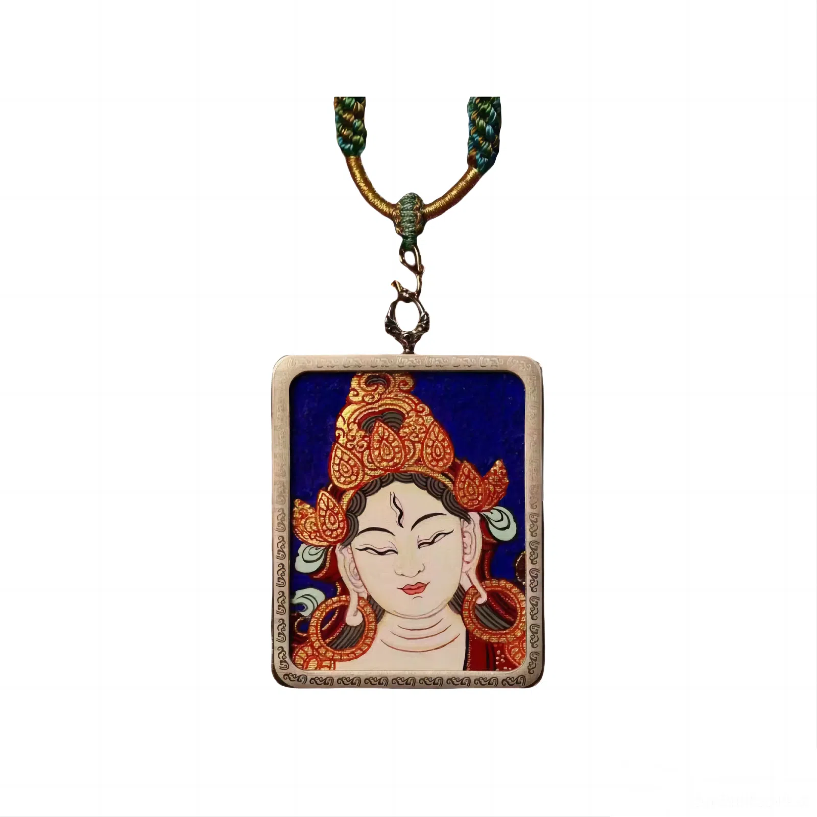 玉临门 国潮民族风象征智慧纯洁无瑕长寿功德无量白度母唐卡热贡手绘 合金 项链 男女同款情侣款 送 男 女朋友 七 夕礼 物 礼盒包装