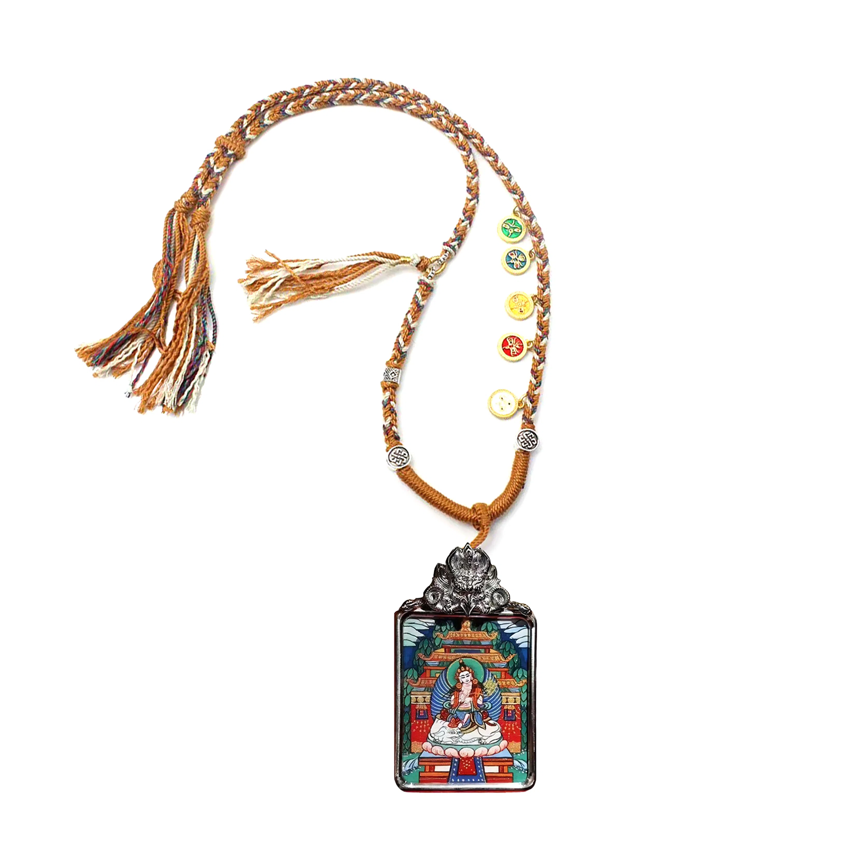 玉临门 国风民族风平安一切顺利八大守护神热工手绘唐卡 合金 吊坠 男女同款情侣款 送 男 女朋友 七 夕礼 物 礼盒包装