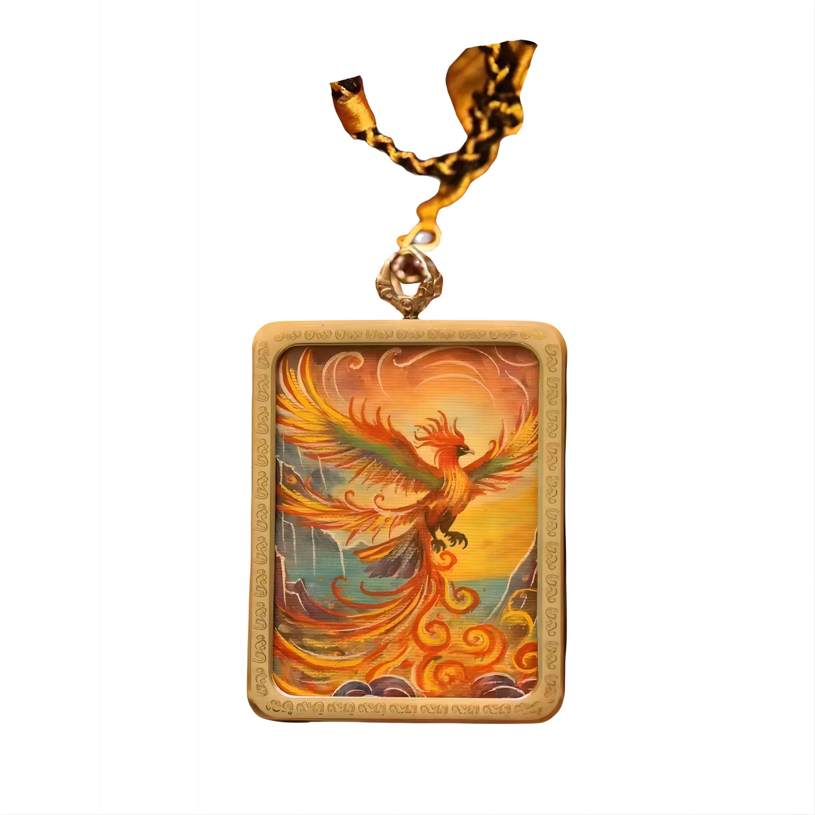 玉临门 中式民族风代表吉祥和平与幸凤鸣九天凤凰唐卡热贡手绘 合金 项坠/吊坠 男女同款情侣款 送 男 女朋友 七 夕礼 物 礼盒包装