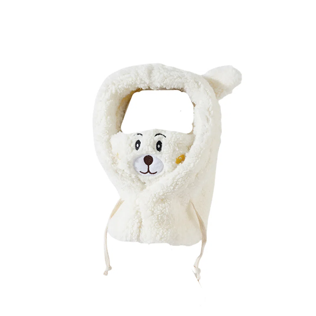 撞青春 可爱小熊护耳羊羔绒冬骑车防风 聚酯纤维 雷锋帽 女款