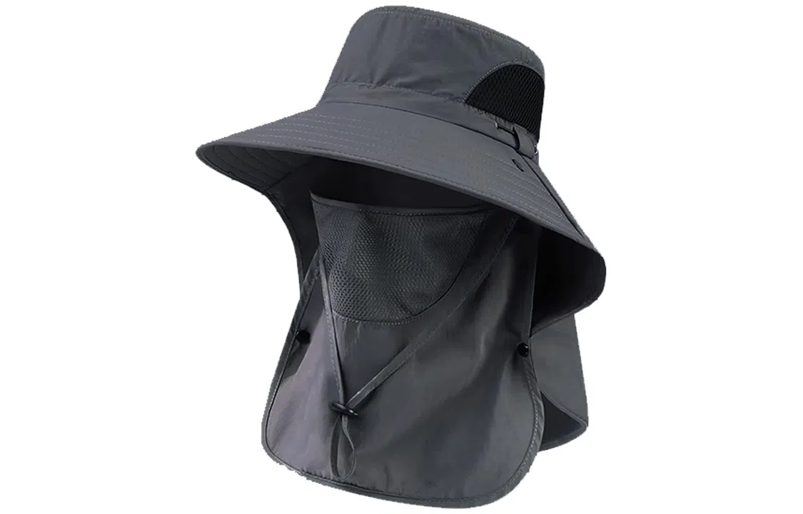 优幽兰 夏季出游遮阳户外钓鱼遮脸大檐显脸小全方位面罩帽子一体 锦纶 防晒帽 男女同款情侣款