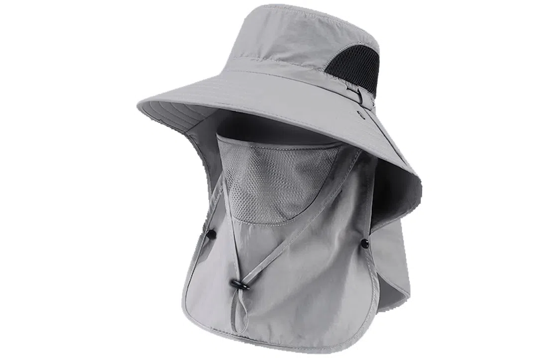 优幽兰 夏季出游遮阳户外钓鱼遮脸大檐显脸小全方位面罩帽子一体 锦纶 防晒帽 男女同款情侣款