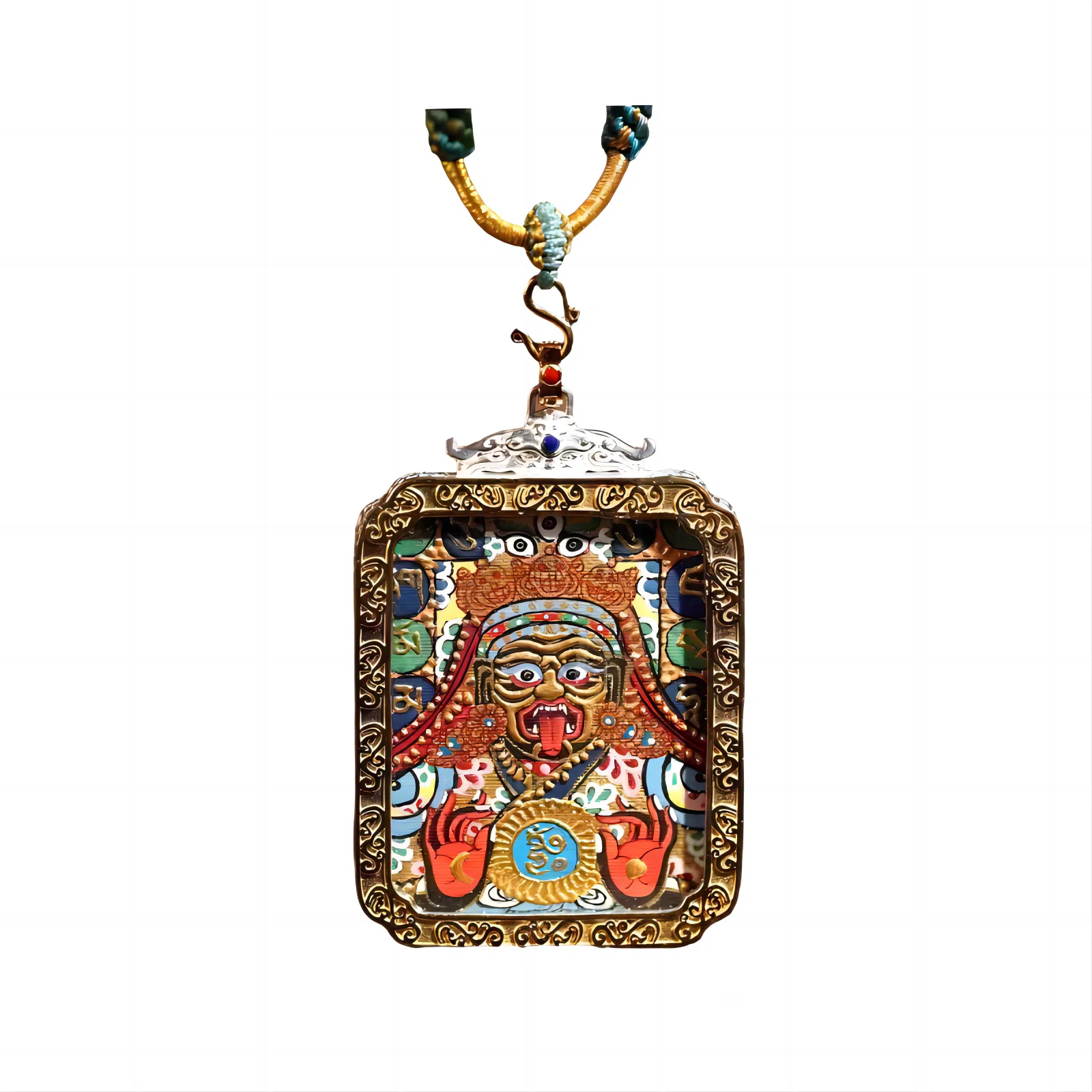 玉临门 国风民族风藏式复古平安顺利纳福扎基拉姆唐卡热贡手绘 合金 项坠 男女同款情侣款 送 男 女朋友 七 夕礼 物 礼盒包装