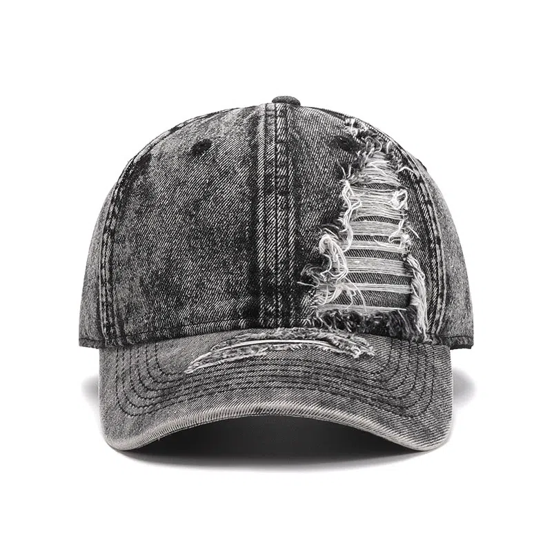 山一丸 光板水洗软顶破洞磨破户外透气个性 棉 鸭舌帽 男女同款情侣款