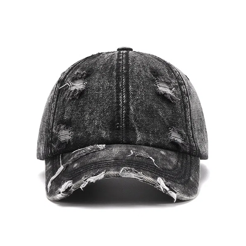 山一丸 水洗破洞户外透气春秋大头围 棉 鸭舌帽 男女同款情侣款