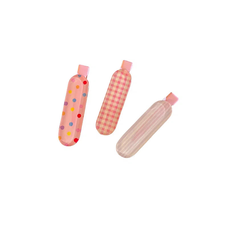 水中玉 多巴胺少女可爱发卡果冻色前额碎发整理神器侧边小夹子一字夹 发夹 女款