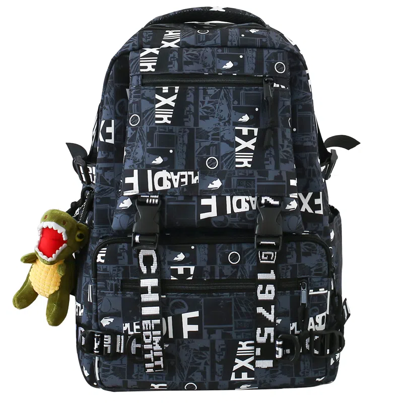 行途 百搭轻便休闲简约大容量 尼龙 双肩包 男女同款情侣款 黑色/深蓝色/宝蓝色/绿色