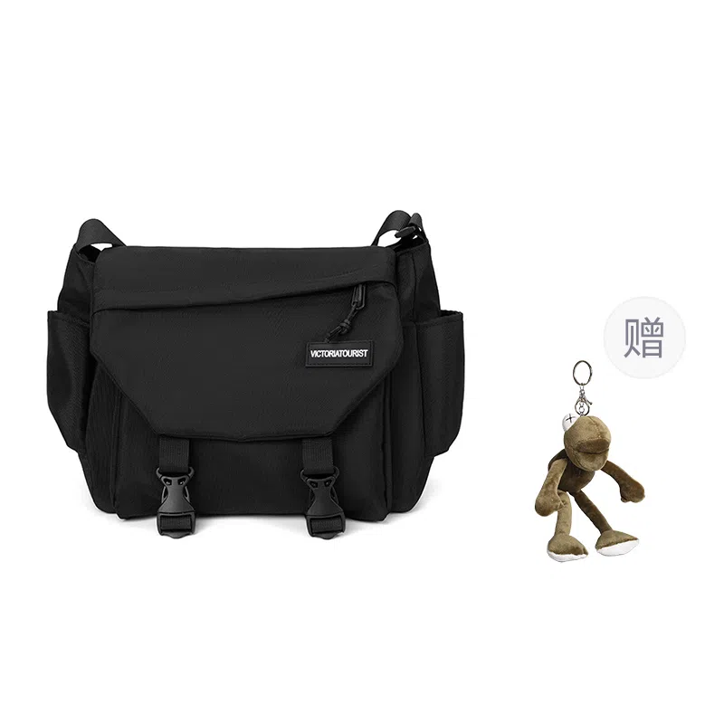 维多利亚旅行者 纯色翻盖开合休闲时尚防泼水 涤纶 邮差包单肩斜挎包 常规 男女同款情侣款 蓝拼白