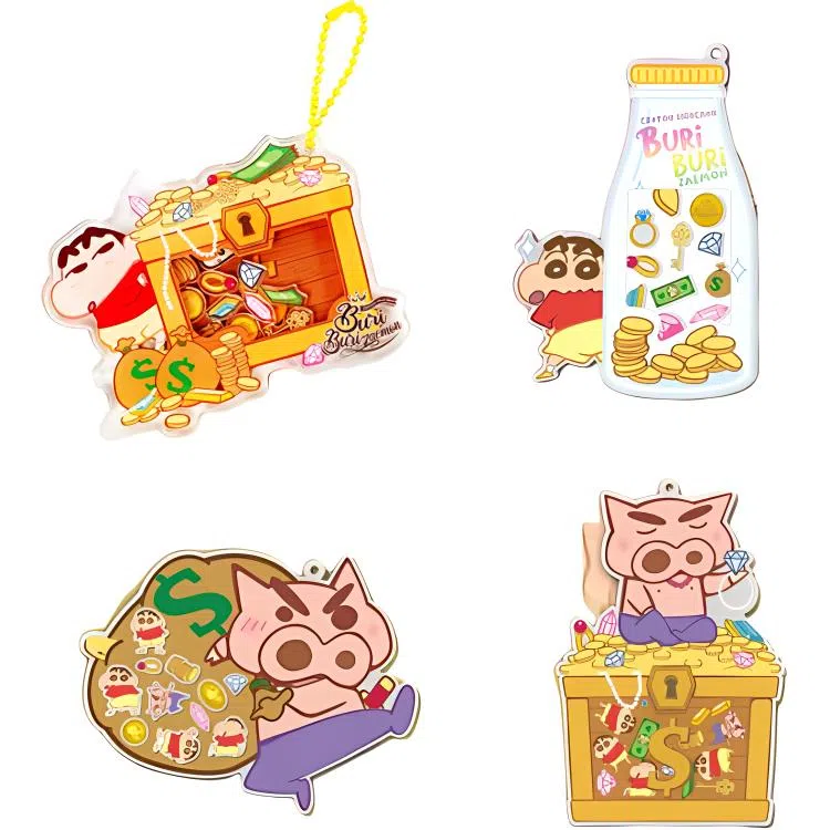 简动文创 亚克力 蜡笔小新钱袋子 摇摇乐 谷圈挂件
