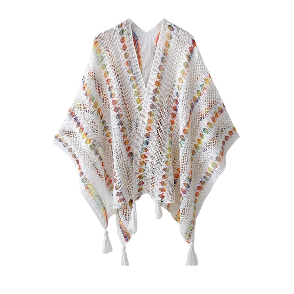 梦特娇 春夏薄款半镂空民族风装饰 西藏云南青海防寒 披肩 女款