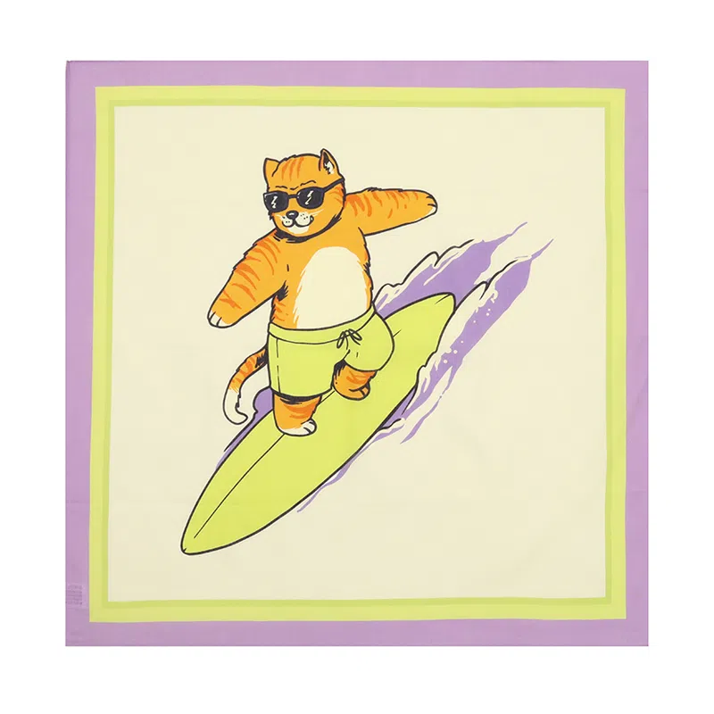 滚烫时光 纯棉冲浪猫咪印花发饰 头巾 男女同款情侣款