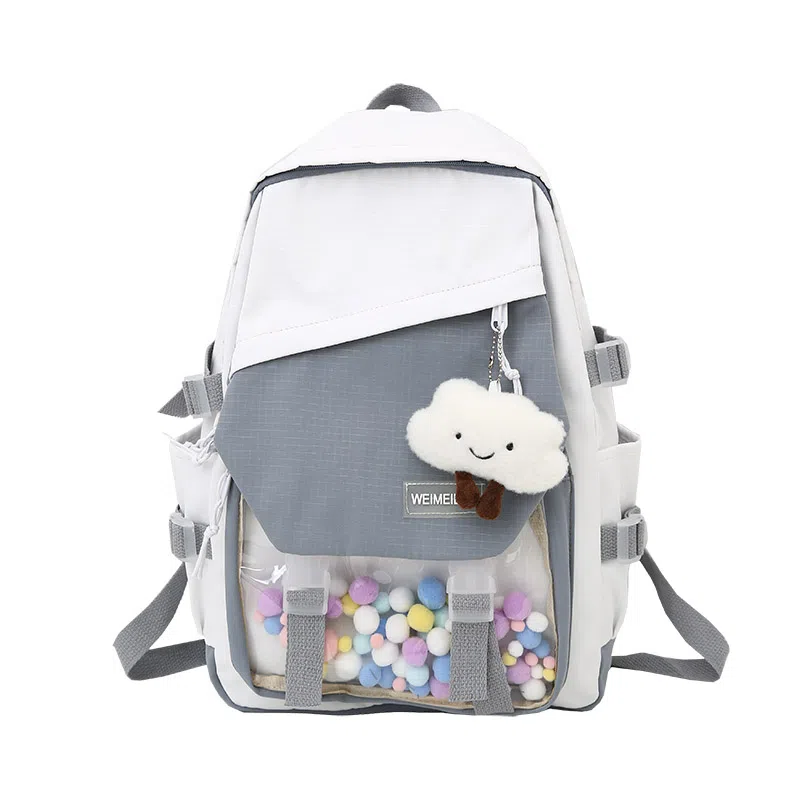 尊梵 日系休闲简约日常上课通勤时尚百搭 尼龙 双肩包 女款 黑色/粉色/紫色/绿色/蓝色