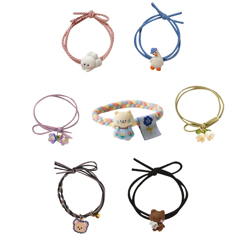 妖娆猫 可爱卡通草莓熊发饰后脑勺头绳高级感一周星期发绳套装礼盒创意时尚礼品 发圈 女款