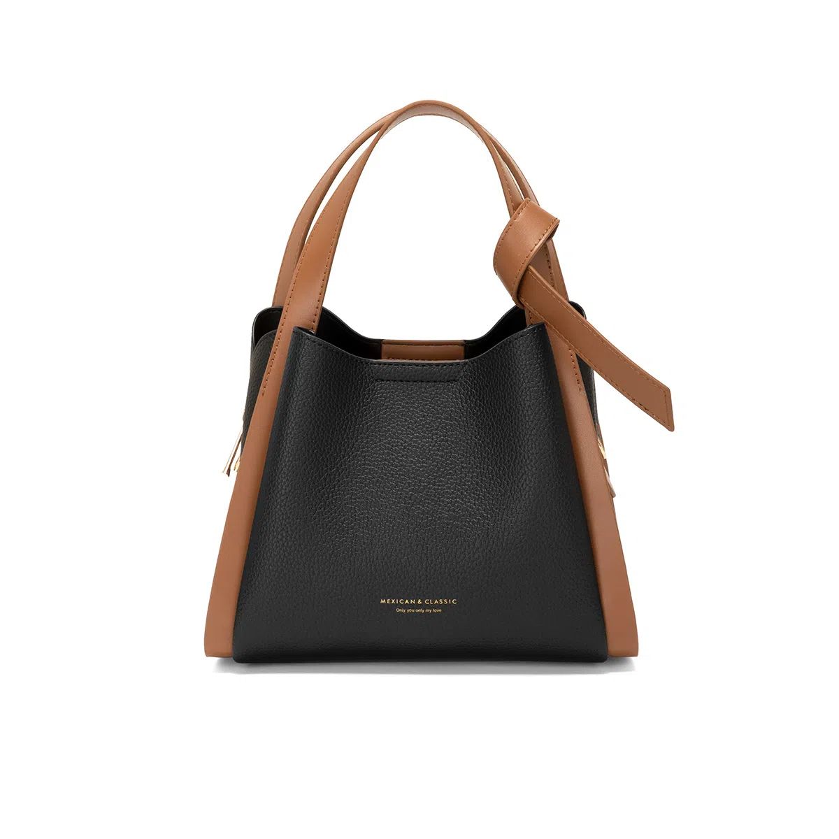 稻草人 可爱少女小众设计时尚潮流 聚氯乙烯革 菜篮子包斜挎包手提包单肩包 小号 女款 子夜黑/麦芽杏/月光白