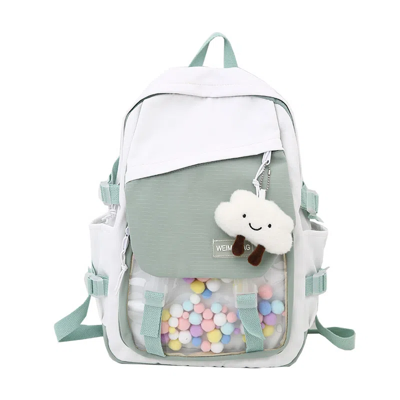 尊梵 日系休闲简约日常上课通勤时尚百搭 尼龙 双肩包 女款 黑色/粉色/紫色/绿色/蓝色