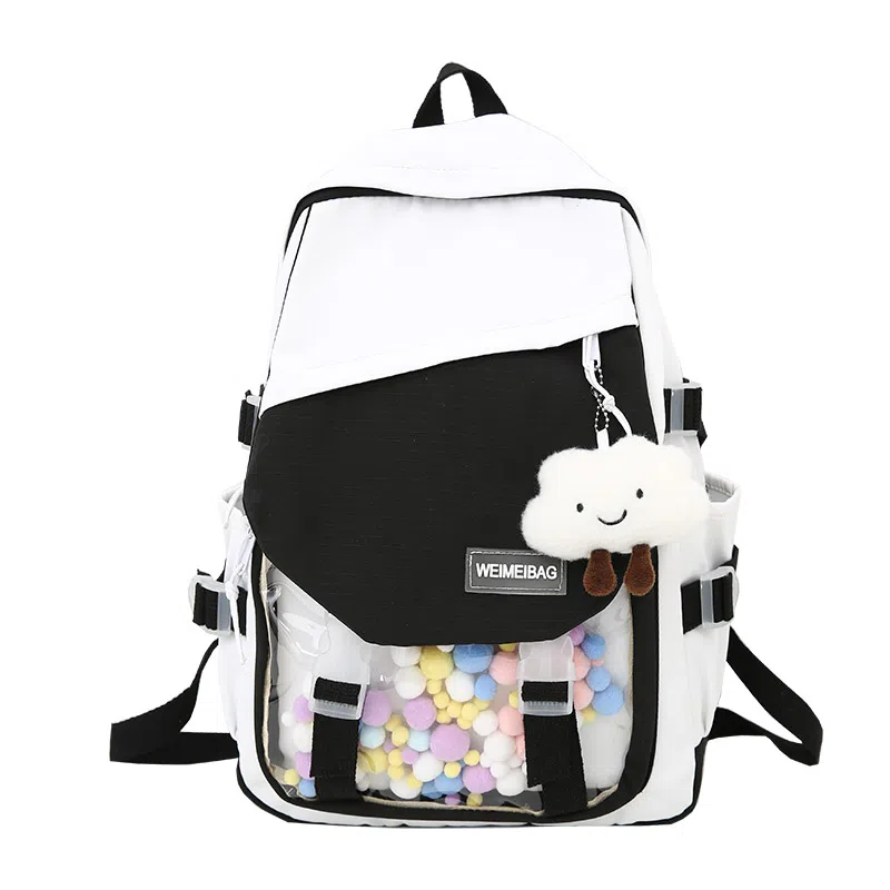 尊梵 日系休闲简约日常上课通勤时尚百搭 尼龙 双肩包 女款 黑色/粉色/紫色/绿色/蓝色