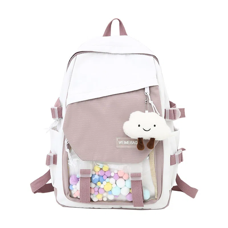 尊梵 日系休闲简约日常上课通勤时尚百搭 尼龙 双肩包 女款 黑色/粉色/紫色/绿色/蓝色