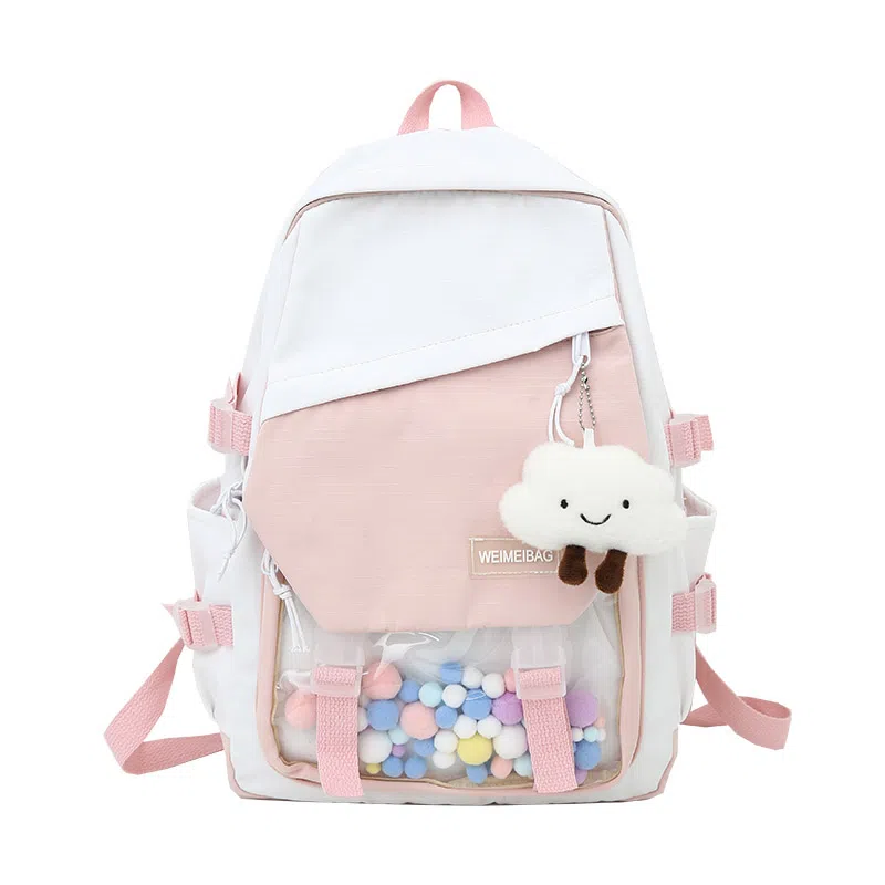 尊梵 日系休闲简约日常上课通勤时尚百搭 尼龙 双肩包 女款 黑色/粉色/紫色/绿色/蓝色