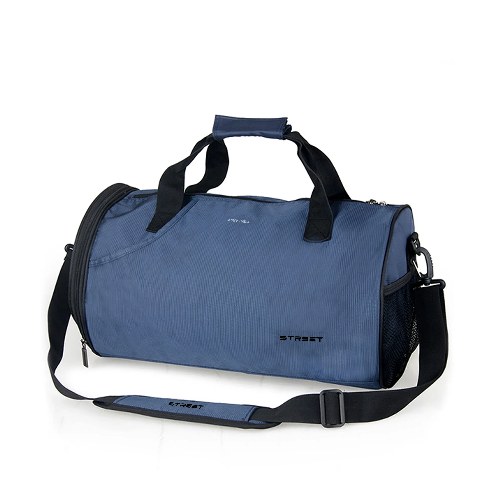 真维斯 大容量百搭高颜值学生便携短途出差旅游瑜伽训练游泳外出运动 织物 斜挎包单肩手提包背包健身包 大号 男女同款 蓝色