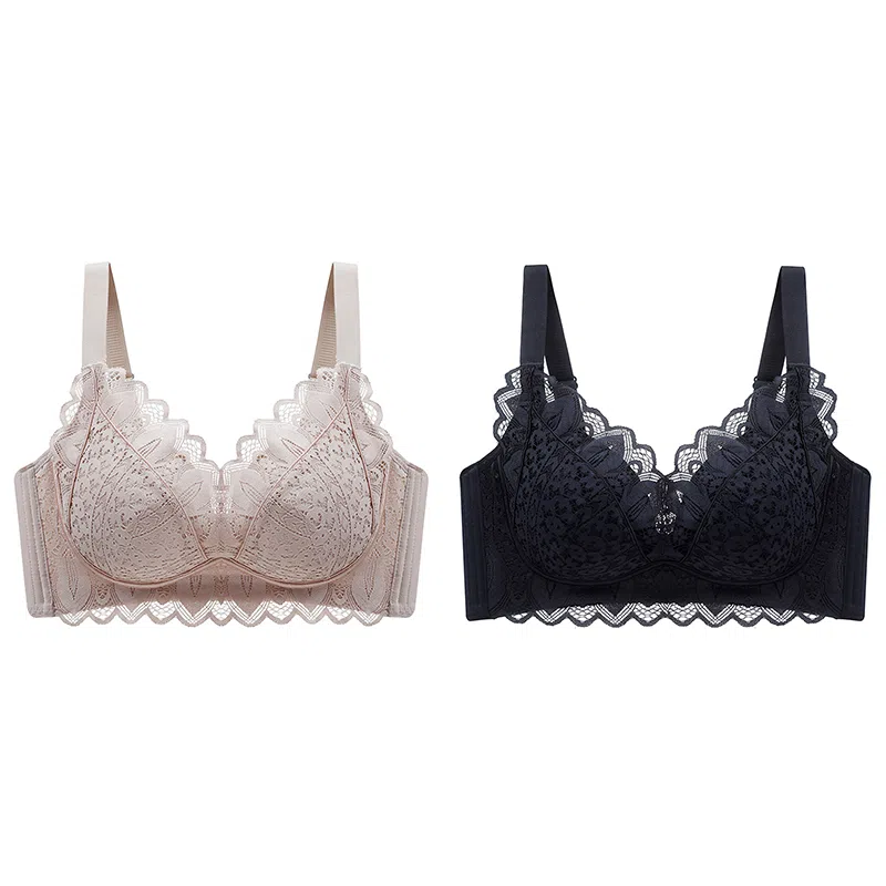 莫代尔 聚拢无钢圈蕾丝上托防下垂收副乳文胸 女款