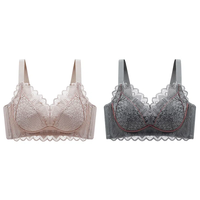 莫代尔 聚拢无钢圈蕾丝上托防下垂收副乳文胸 女款