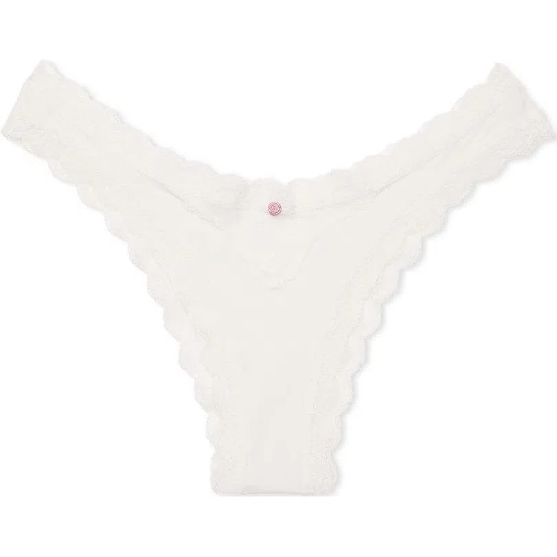 Victoria's Secret DREAM ANGELS Lace-Trim Brazilian Panty Coconut White 1