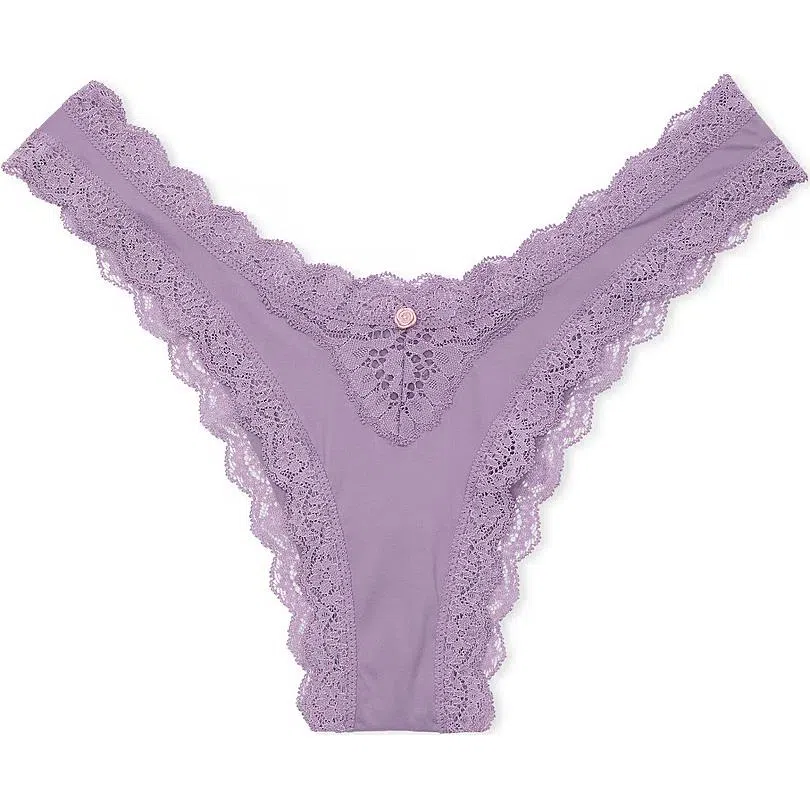 Victoria's Secret DREAM ANGELS Lace-Trim Brazilian Panty Frozen Plum 1