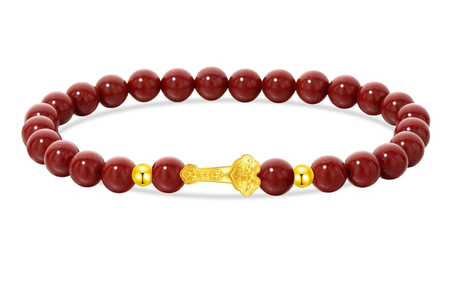 中国珠宝 平安如意 显白 新中式国潮好运连连如意平安复古轻奢精致 足金 一口价 黄金手串 男女同款情侣款