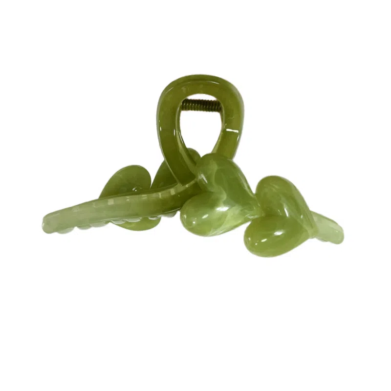 尚先生 韩版超仙绿色爱心抓夹森系气质鲨鱼夹多发量后脑勺发夹发卡头饰 发饰 女款