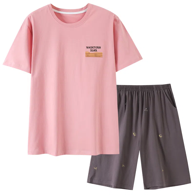 歌倩雅 舒适休闲亲肤短袖五分裤家居服睡衣套装 男款 图色