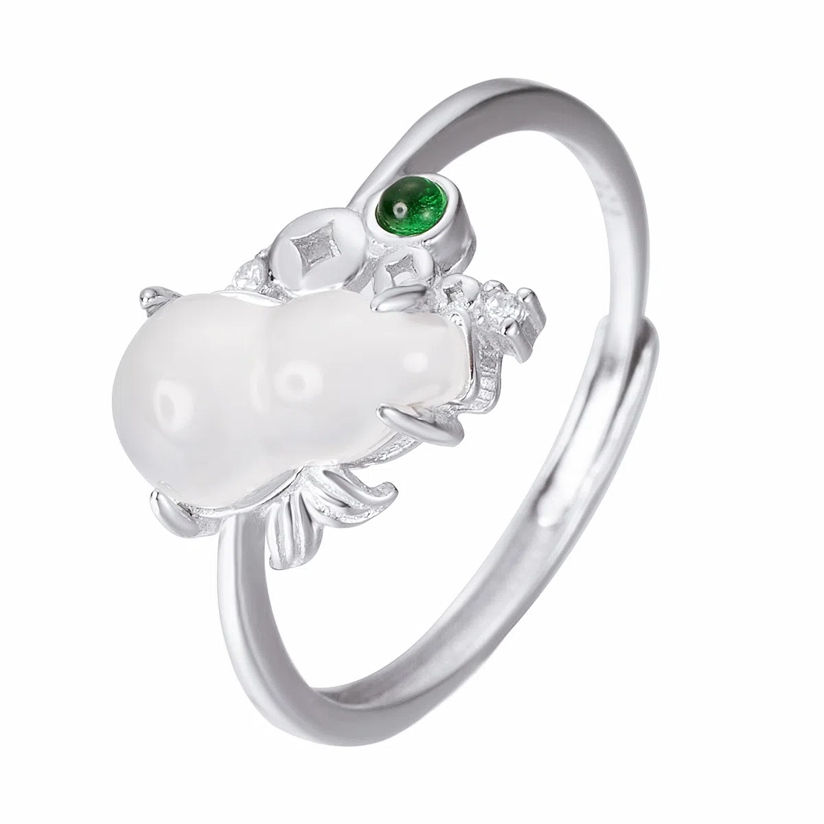 幸囍礼 清透玉石葫芦  新中式福禄双全 小众如意呈祥轻奢气质开口 玉髓 戒指 男女同款情侣款