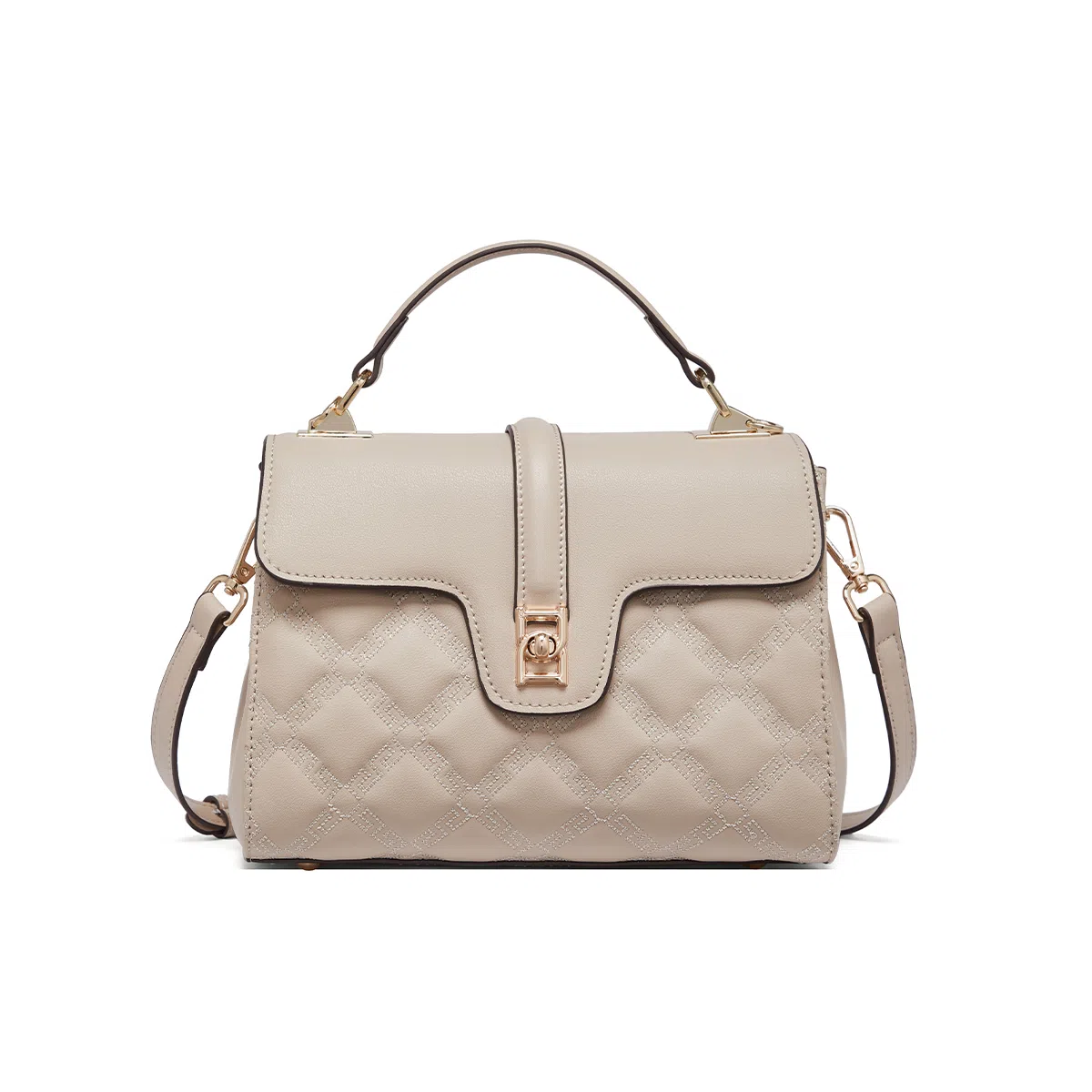 红蜻蜓 时尚百搭小众设计通勤休闲 牛剖层皮革 斜挎手提包 常规 女款 奶茶色