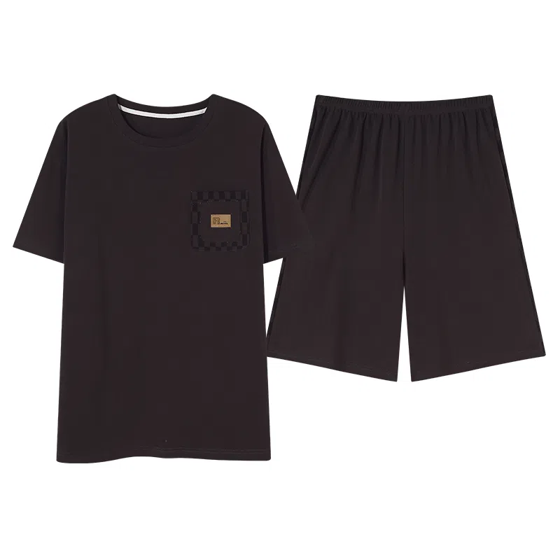歌倩雅 舒适亲肤短袖五分裤休闲睡衣套装 男款 黑色