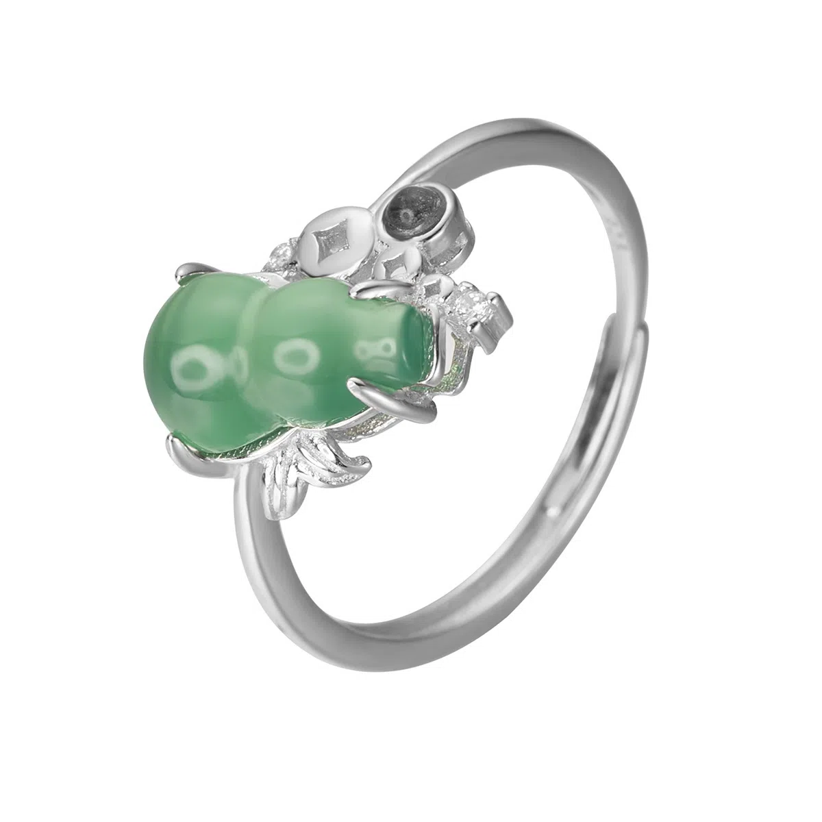 幸囍礼 清透玉石葫芦  新中式福禄双全 小众如意呈祥轻奢气质开口 玉髓 戒指 男女同款情侣款