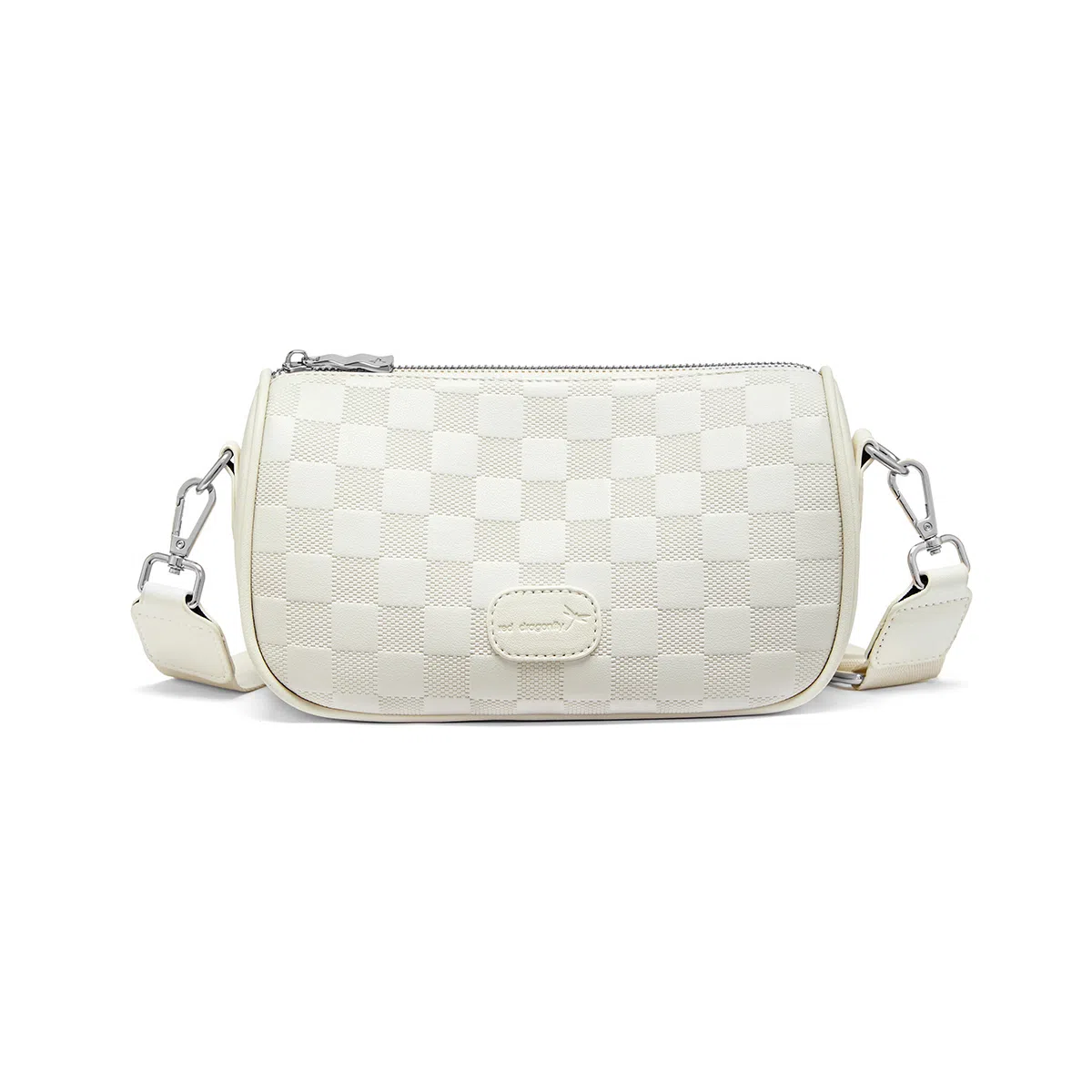 红蜻蜓 小众百搭时尚通勤实用简约学生上课 牛皮 斜挎包 常规 女款 米白