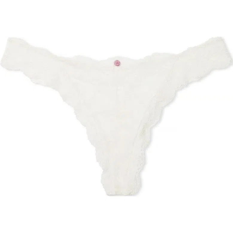 Victoria's Secret DREAM ANGELS Lace Thong Panty Coconut White 1