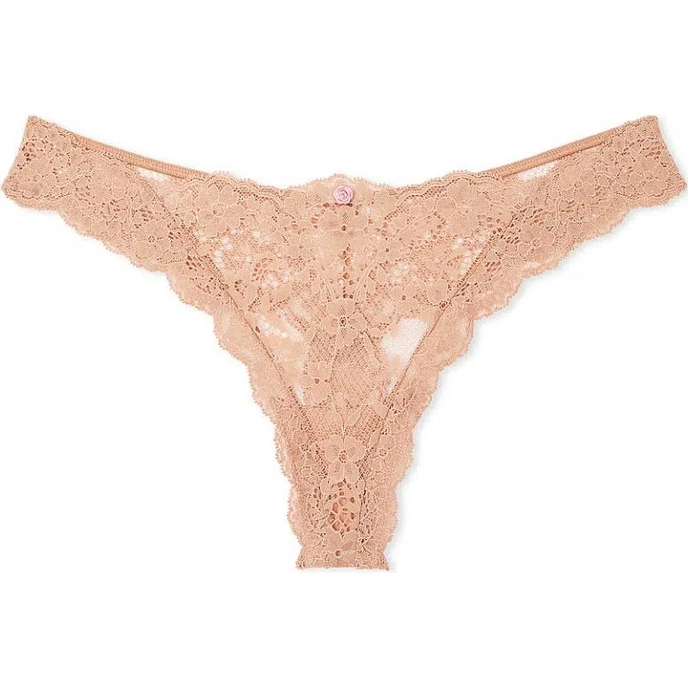 Victoria's Secret DREAM ANGELS Lace Thong Panty Praline 1