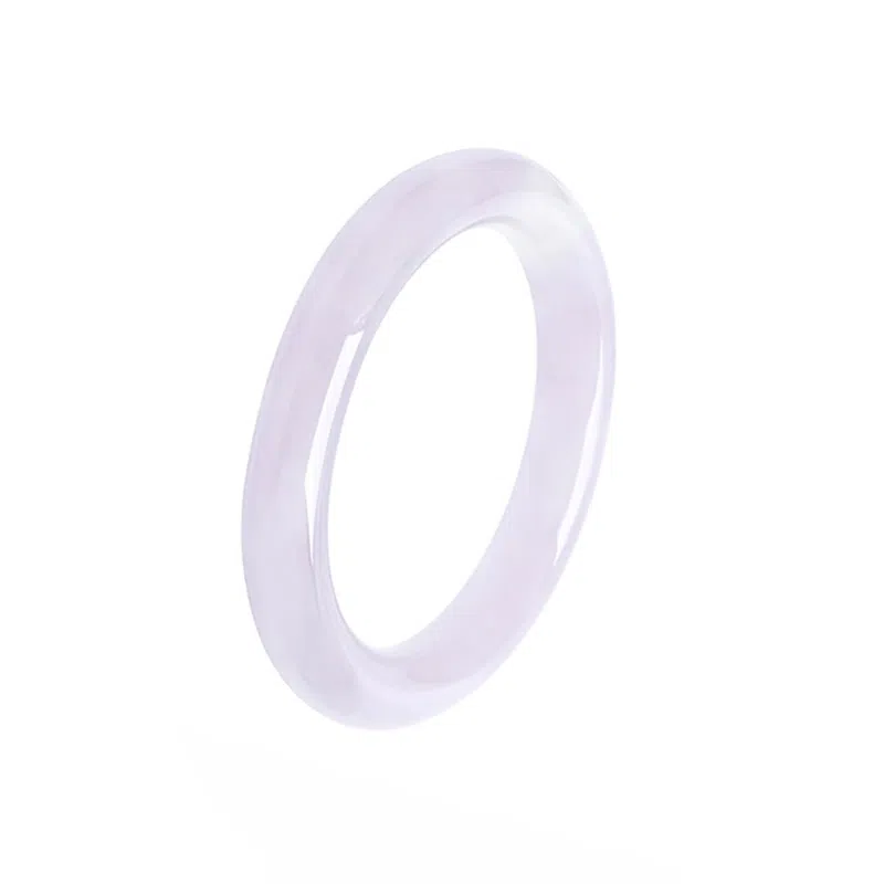 周百福 紫罗兰 新中式淡紫细圆条玉镯荔枝冻紫罗兰芋泥波波色国潮汉服旗袍复古少女镯 玉髓 手镯 女款