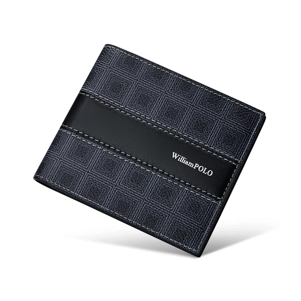 WilliamPOLO Vintage Print Slim Wallet Black