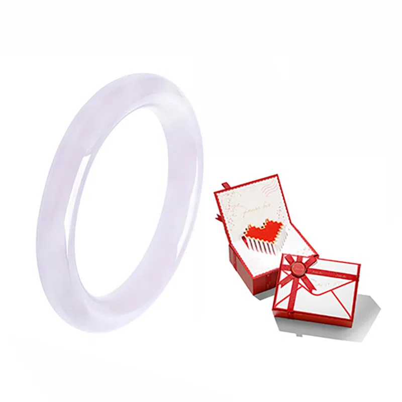 周百福 紫罗兰 新中式淡紫细圆条玉镯荔枝冻紫罗兰芋泥波波色国潮汉服旗袍复古少女镯 玉髓 手镯 女款