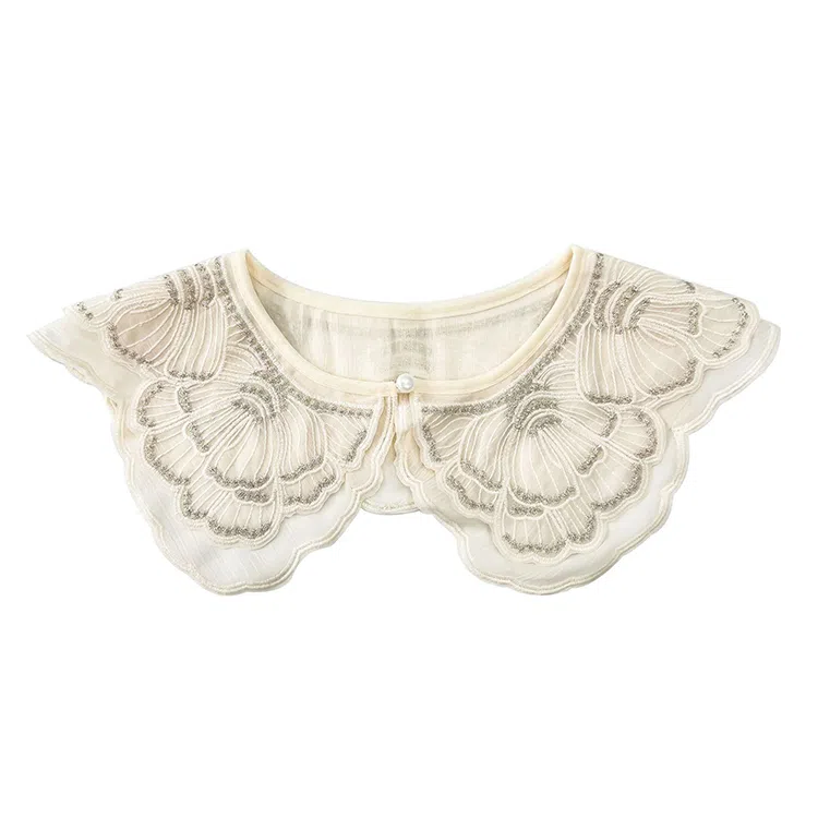 玄唐 重工镂空打孔钉珠刺绣领花假领水溶花边衣领蕾丝女装汉服民族风衬衣披肩 礼盒装 披肩 女款